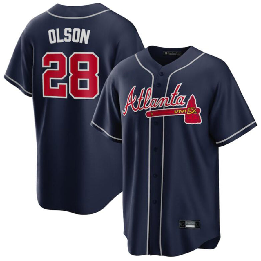 A.Braves #28 Matt Olson Navy Game Player Baseball Jerseys product image 2