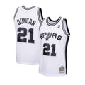 San Antonio Spurs Tim Duncan 1998-99 Mitchell & Ness White Basketball Jersey product image 1, provided for visual reference