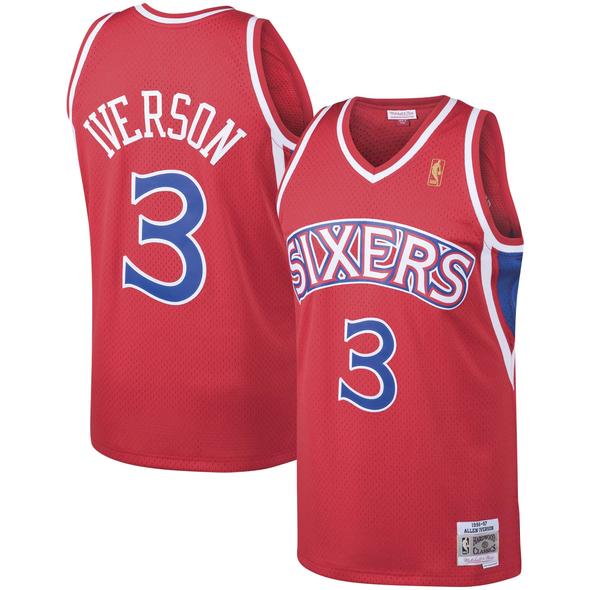 Philadelphia 76ers Allen Iverson Red 1996-97 Hardwood Classics Swingman Jersey product image 1, provided for visual