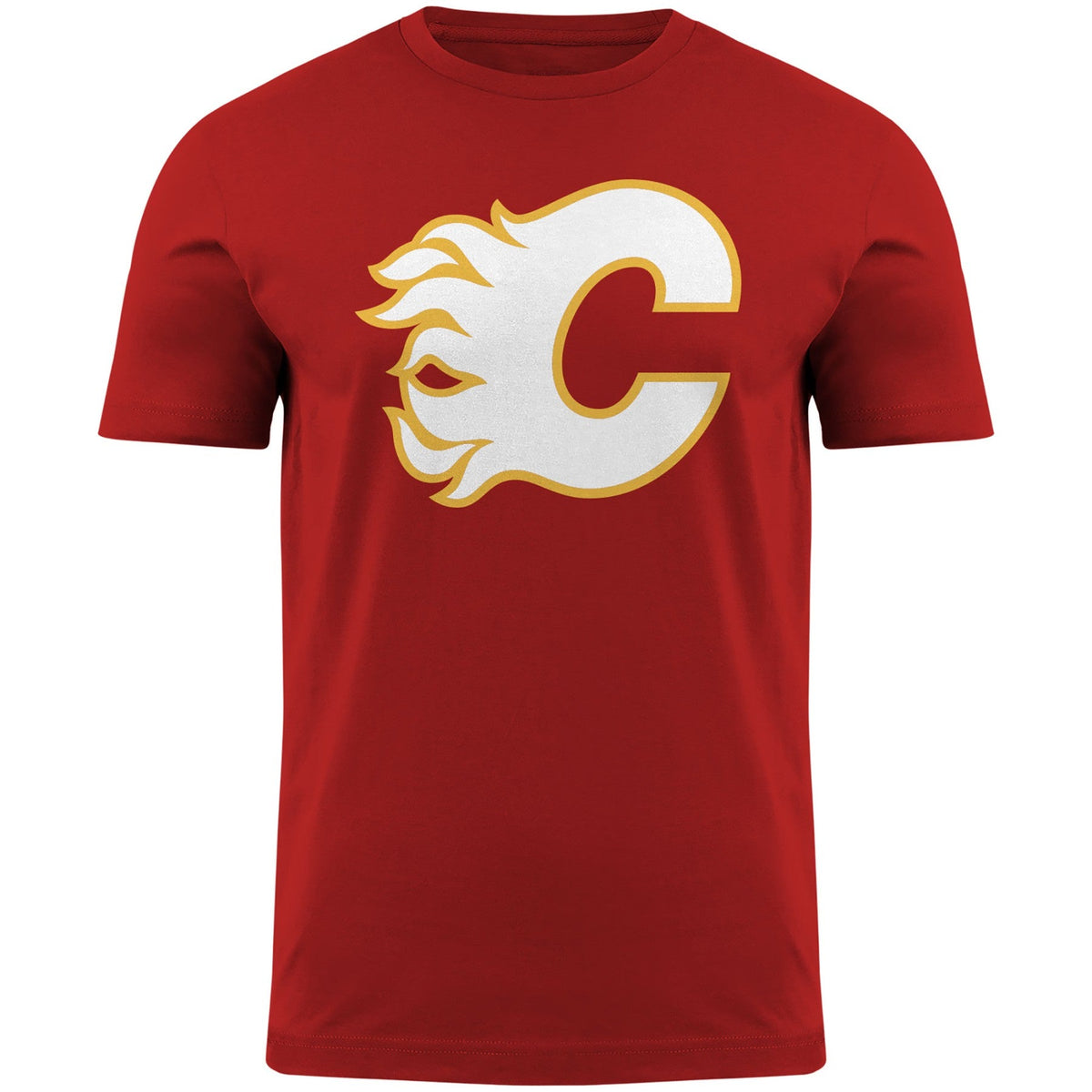 Calgary Flames NHL Bulletin Men Red Primary Logo T-Shirt product image 1, provided for visual reference and product detail