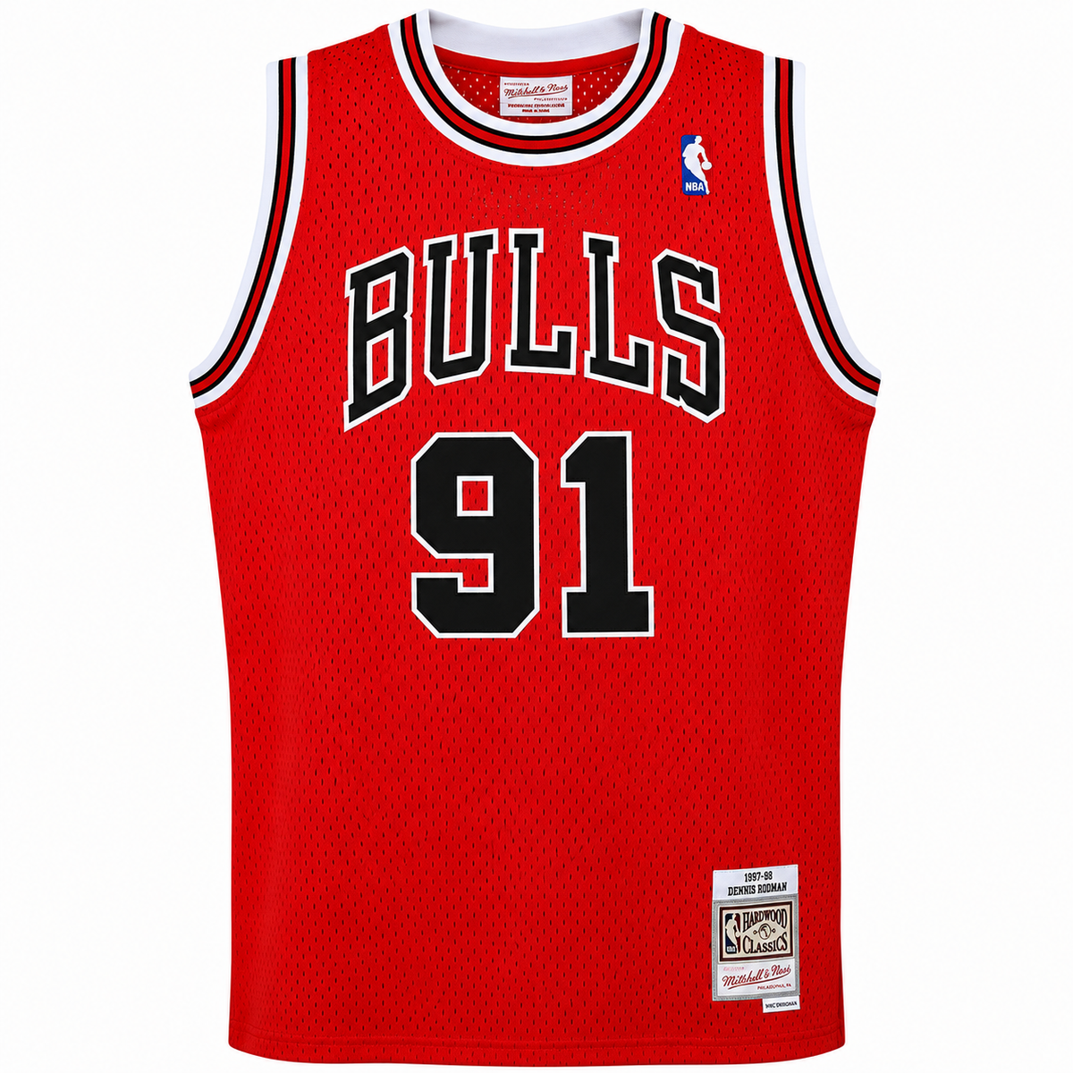 Chicago Bulls Dennis Rodman Mitchell & Ness Red 1995-96 Hardwood Classics Swingman Jersey product image 2, provided for