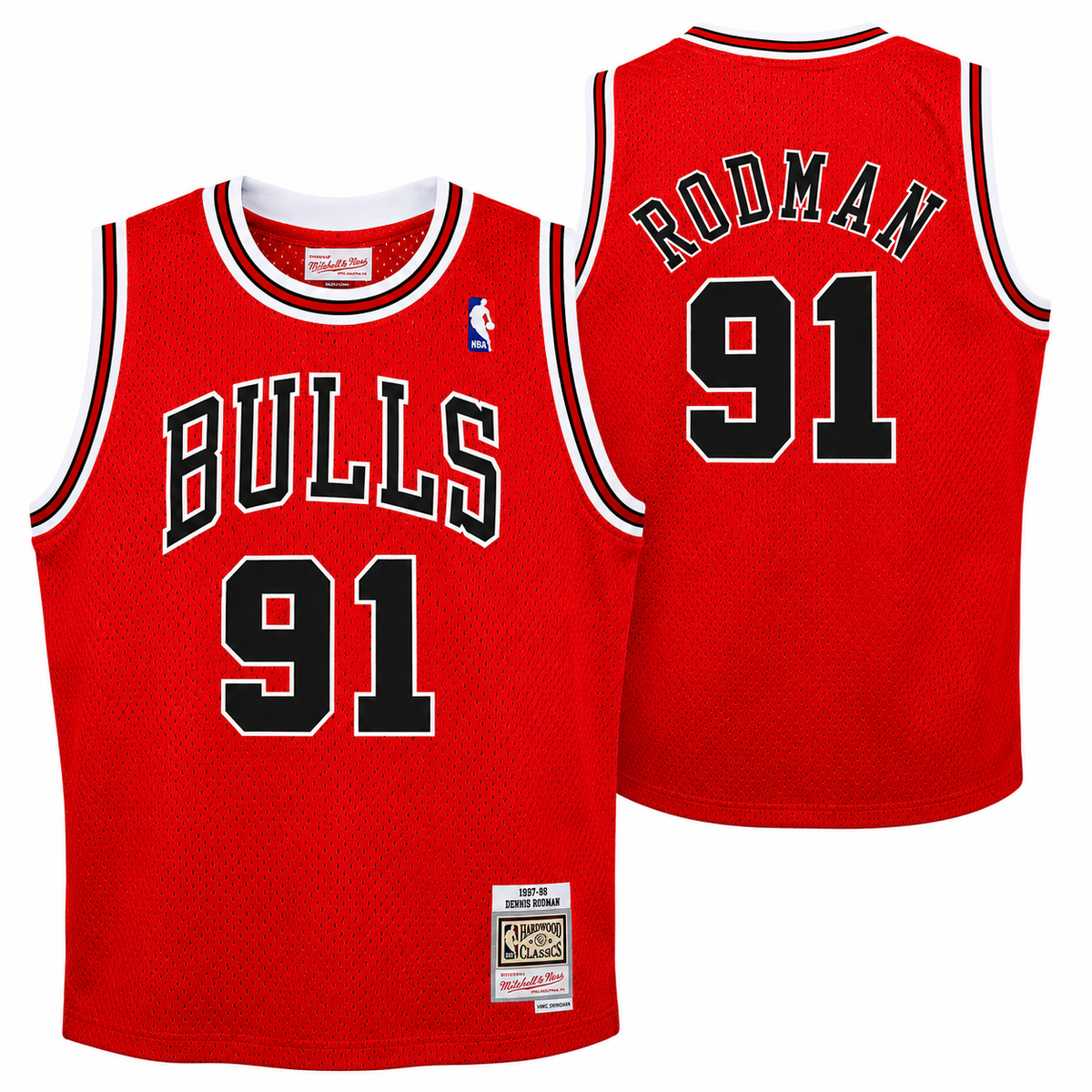 Chicago Bulls Dennis Rodman Mitchell & Ness Red 1995-96 Hardwood Classics Swingman Jersey product image 1, provided for