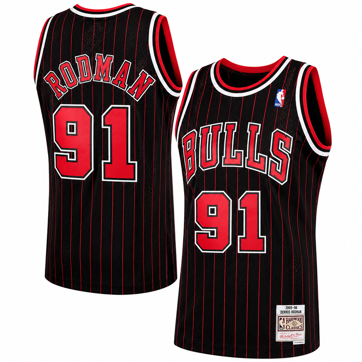 Chicago Bulls Dennis Rodman Mitchell & Ness Black 1995-96 Hardwood Classics Swingman Jersey for Men product image 1,