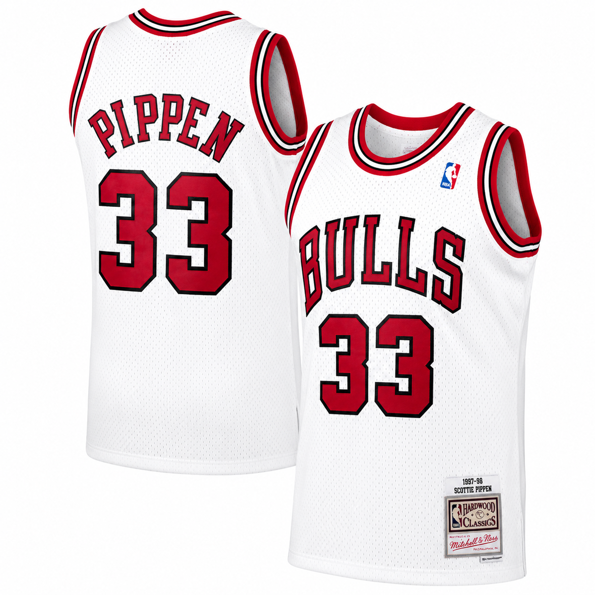 Chicago Bulls Scottie Pippen Mitchell & Ness White Hardwood Classics 1997-98 Swingman Jersey for Men product image 1,