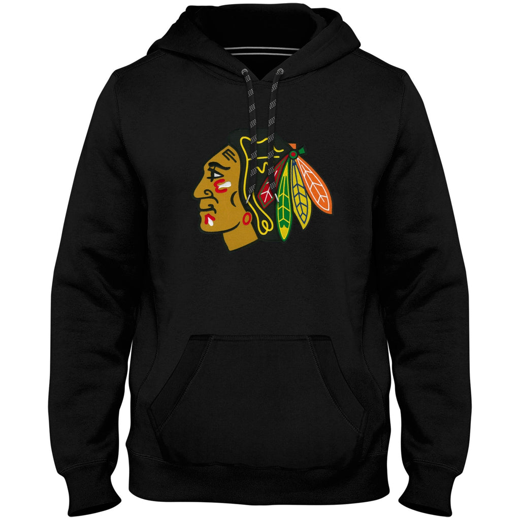 Chicago Blackhawks NHL Bulletin Men Black Express Twill Logo Hoodie product image 1, provided for visual reference and