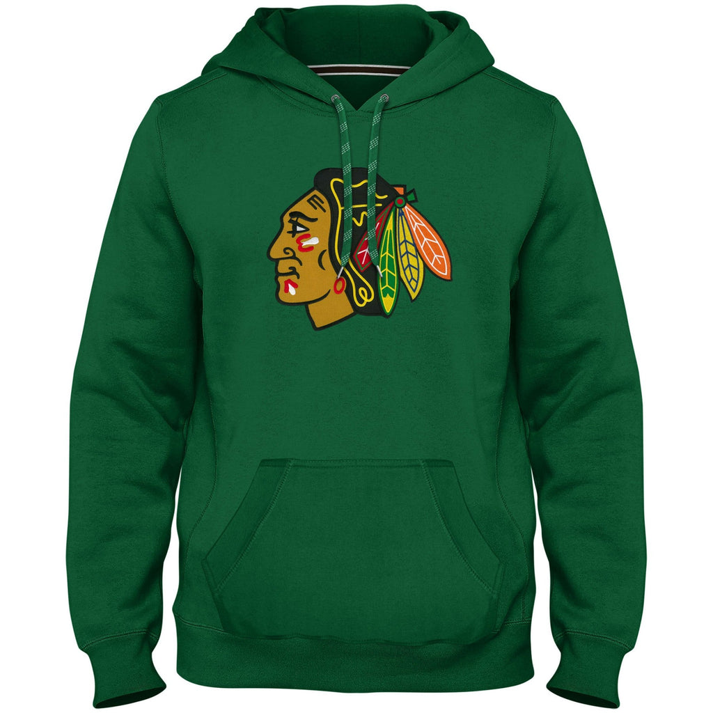 Chicago Blackhawks NHL Bulletin Men Green Express Twill Logo Hoodie product image 1, provided for visual reference and