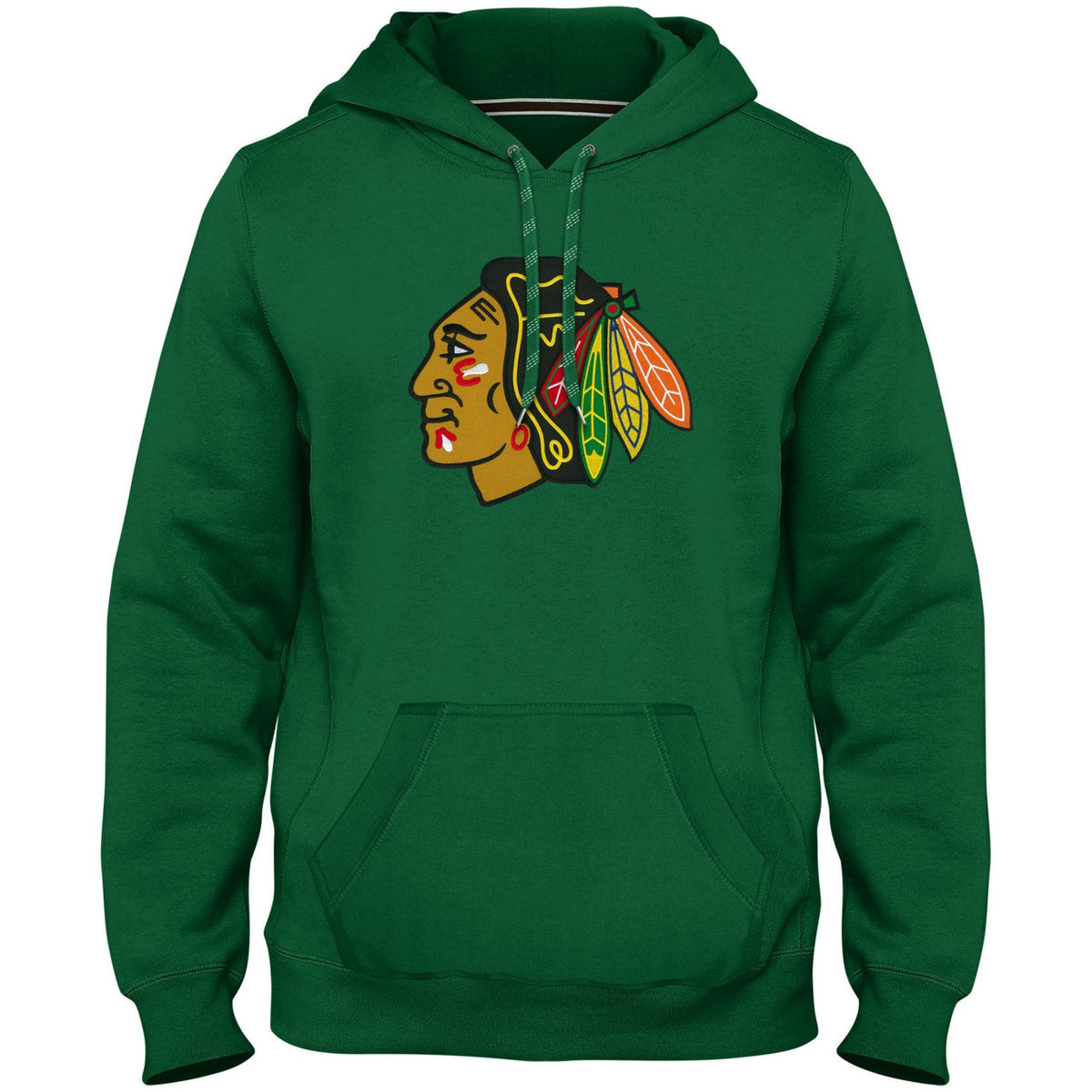 Chicago Blackhawks NHL Bulletin Men Green Express Twill Logo Hoodie product image 1, provided for visual reference and