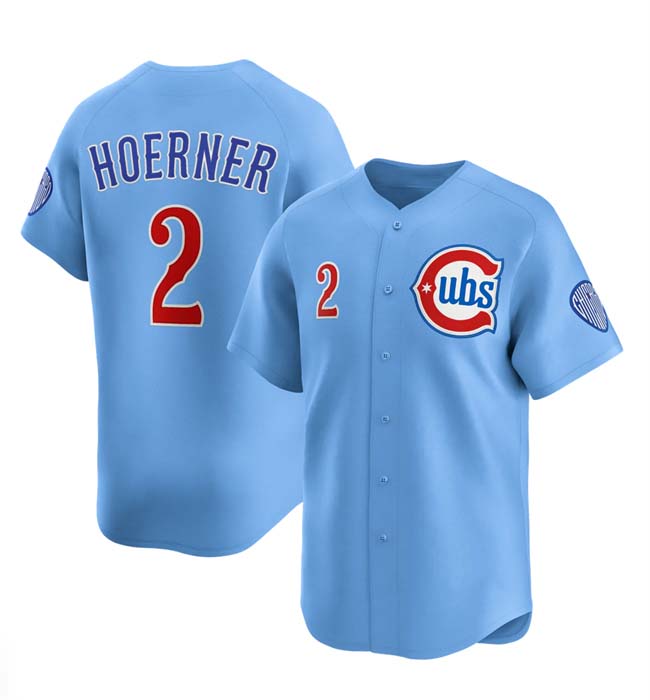 C.Cubs #2 Nico Hoerner Blue Player Game Jersey Limited product image 1