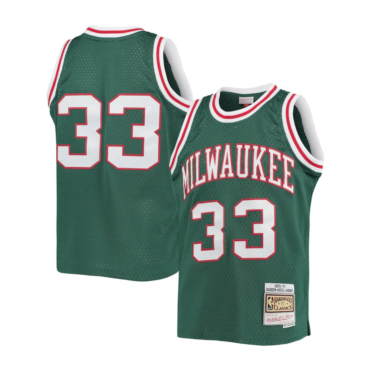 Milwaukee Bucks Kareem Abdul-Jabbar Dark Green 1970-71 Hardwood Classics Swingman Jersey product image 1, provided for