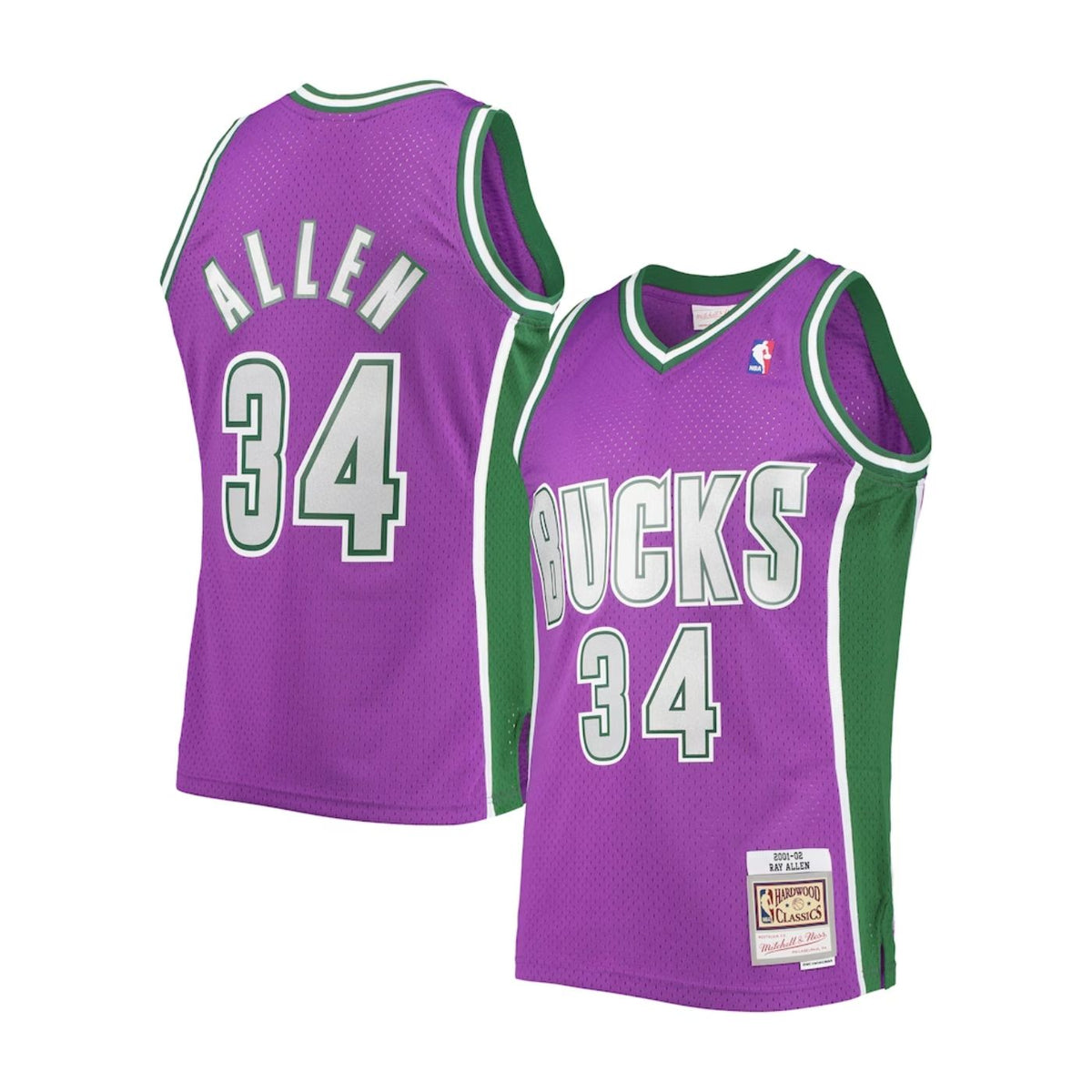 Milwaukee Bucks Ray Allen Purple 2001-02 Hardwood Classics Swingman Jersey product image 1, provided for visual reference