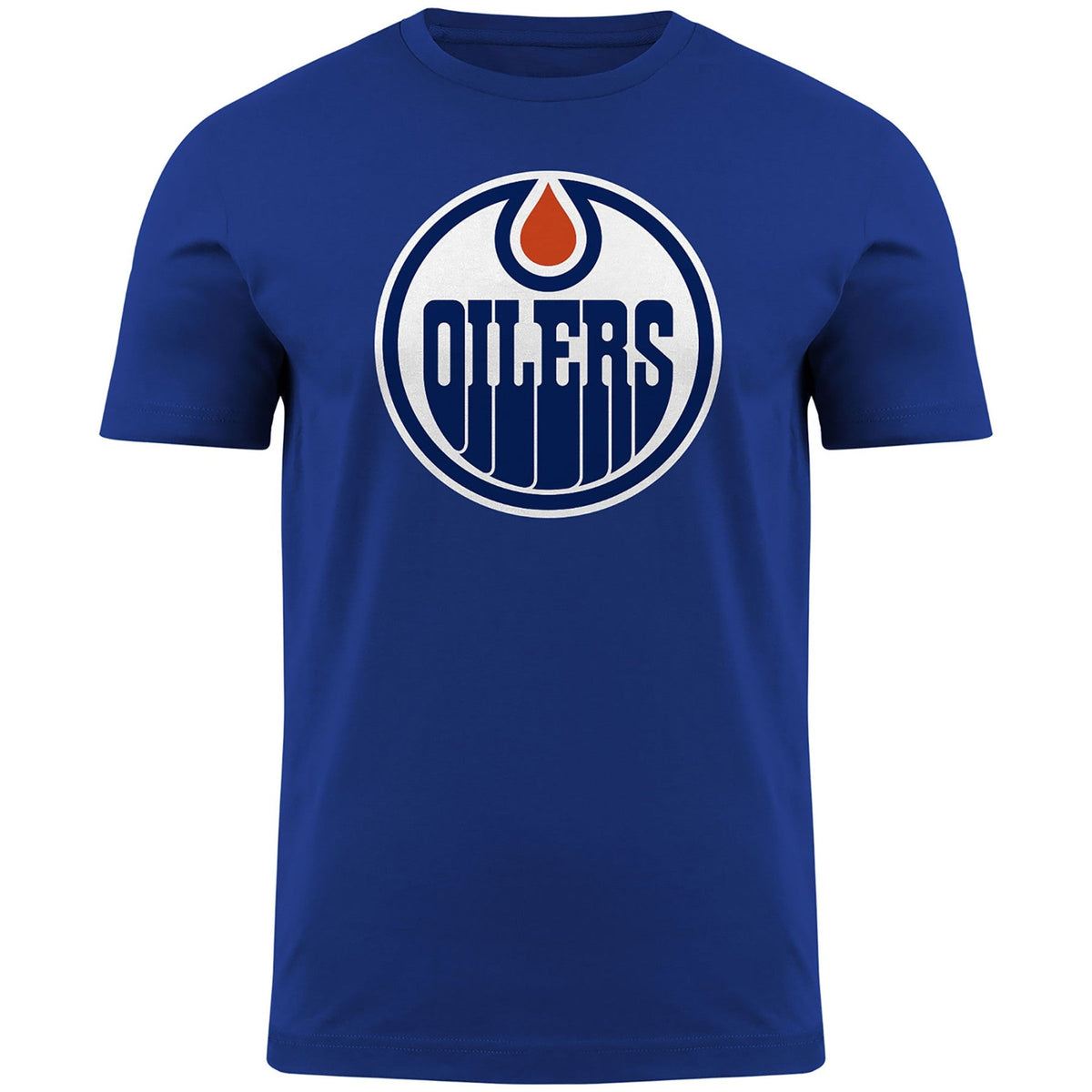 Edmonton Oilers NHL Bulletin Men Royal Primary Logo T-Shirt product image 1, provided for visual reference and product