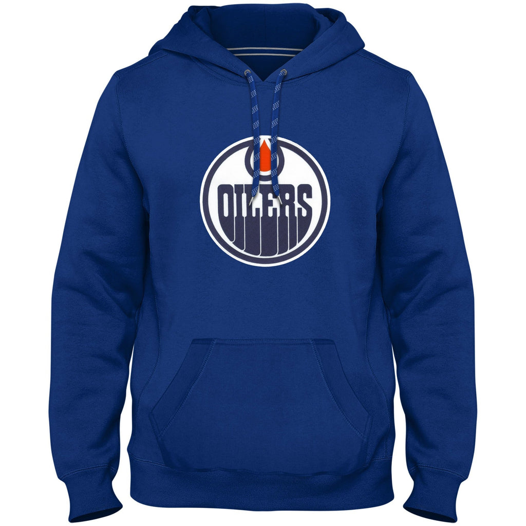 Edmonton Oilers NHL Bulletin Men Royal Blue Express Twill Logo Hoodie product image 1, provided for visual reference and