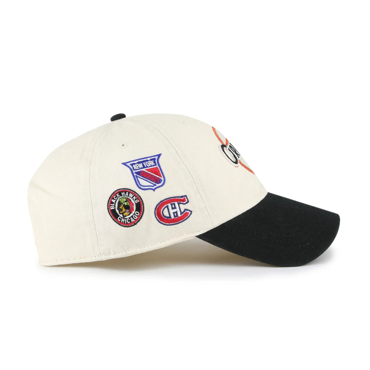 Original Six NHL 47 Brand Men Cream/Black Vintage Two Tone Clean Up Adjustable Hat product image 4, provided for visual