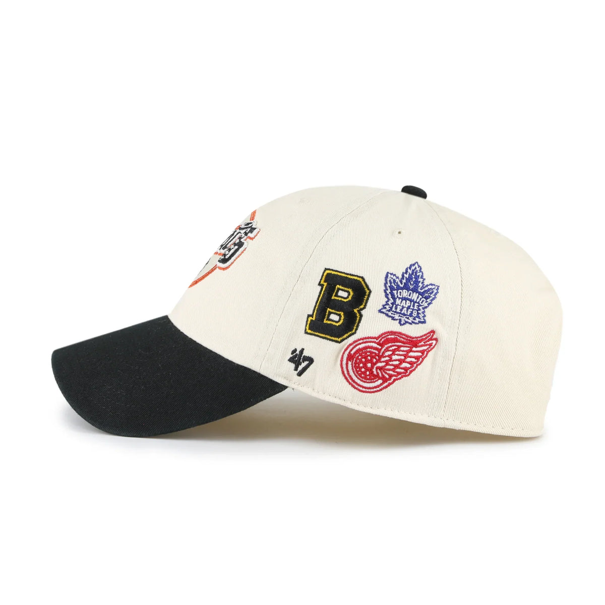 Original Six NHL 47 Brand Men Cream/Black Vintage Two Tone Clean Up Adjustable Hat product image 5, provided for visual