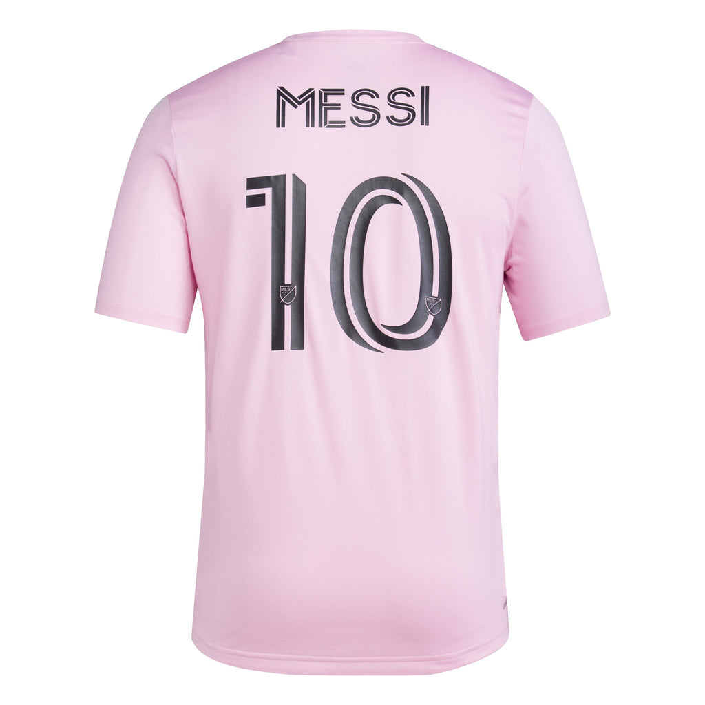 Lionel Messi Inter Miami FC MLS Adidas Men Pink T-Shirt product image 1, provided for visual reference and product detail