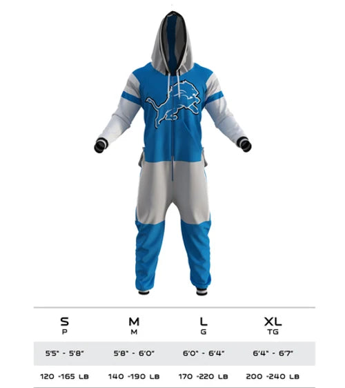 Detroit Lions NFL Hockey Sockey Men Blue Team Uniform Onesie product image 2, provided for visual reference and product