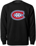 Montreal Canadiens NHL Bulletin Men Black Twill Logo Express Crew Sweater product image 1, provided for visual reference and