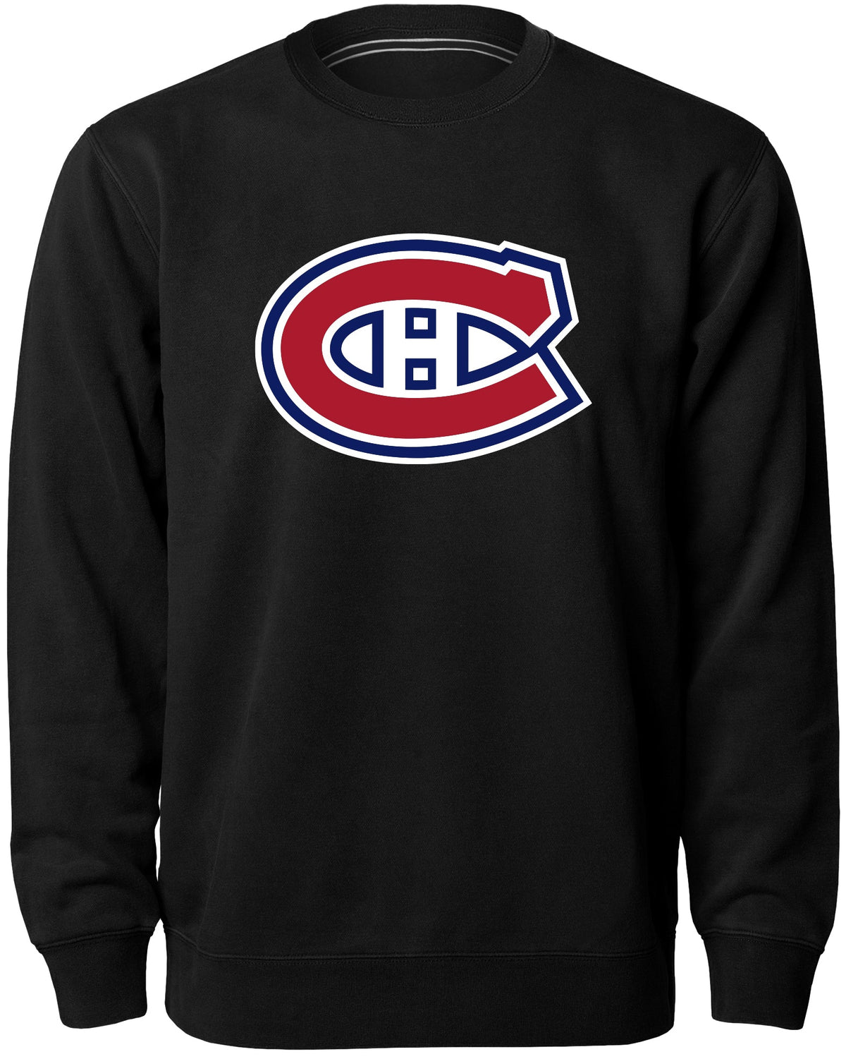 Montreal Canadiens NHL Bulletin Men Black Twill Logo Express Crew Sweater product image 1, provided for visual reference and
