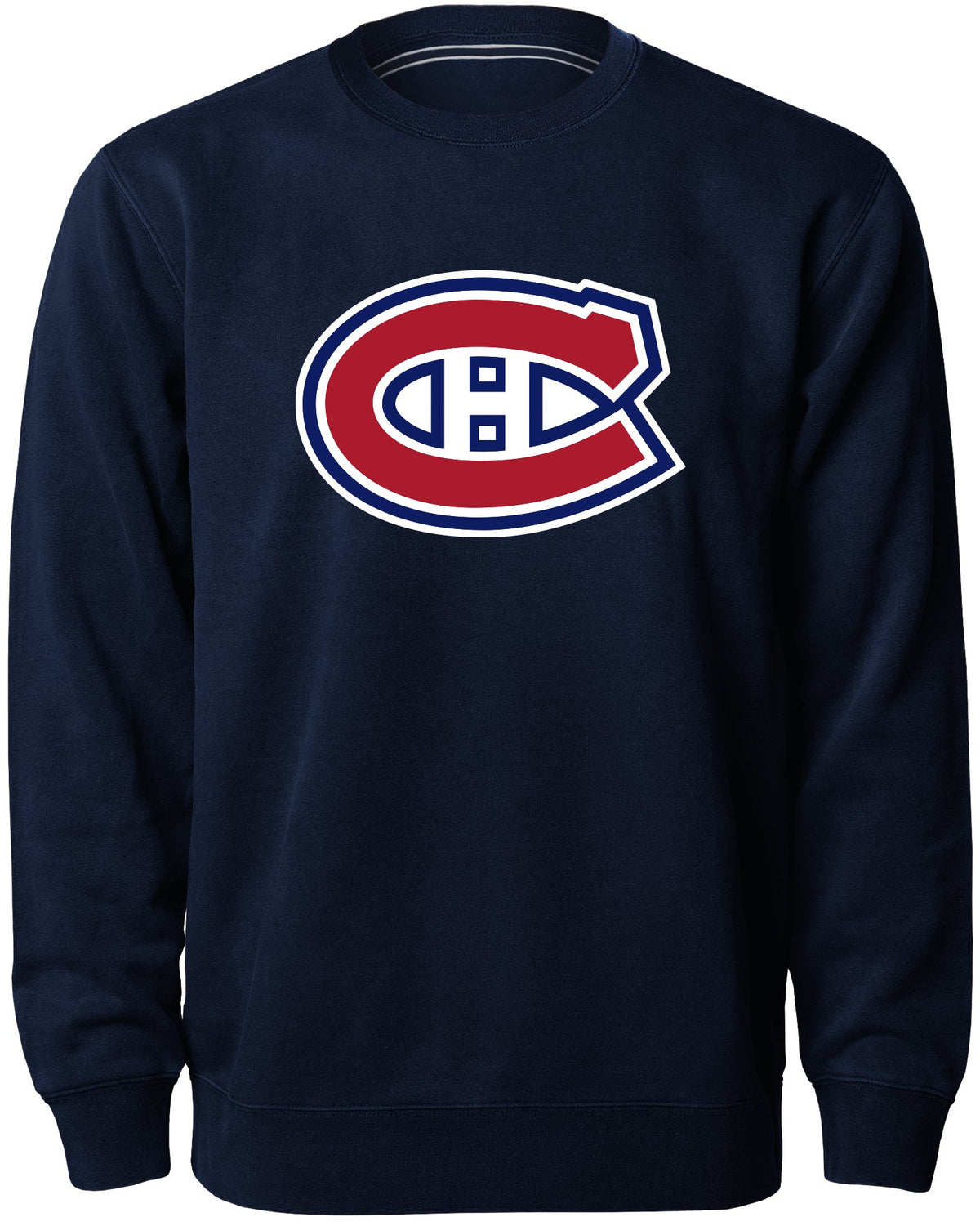 Montreal Canadiens NHL Bulletin Men Navy Twill Logo Express Crew Sweater product image 1, provided for visual reference and
