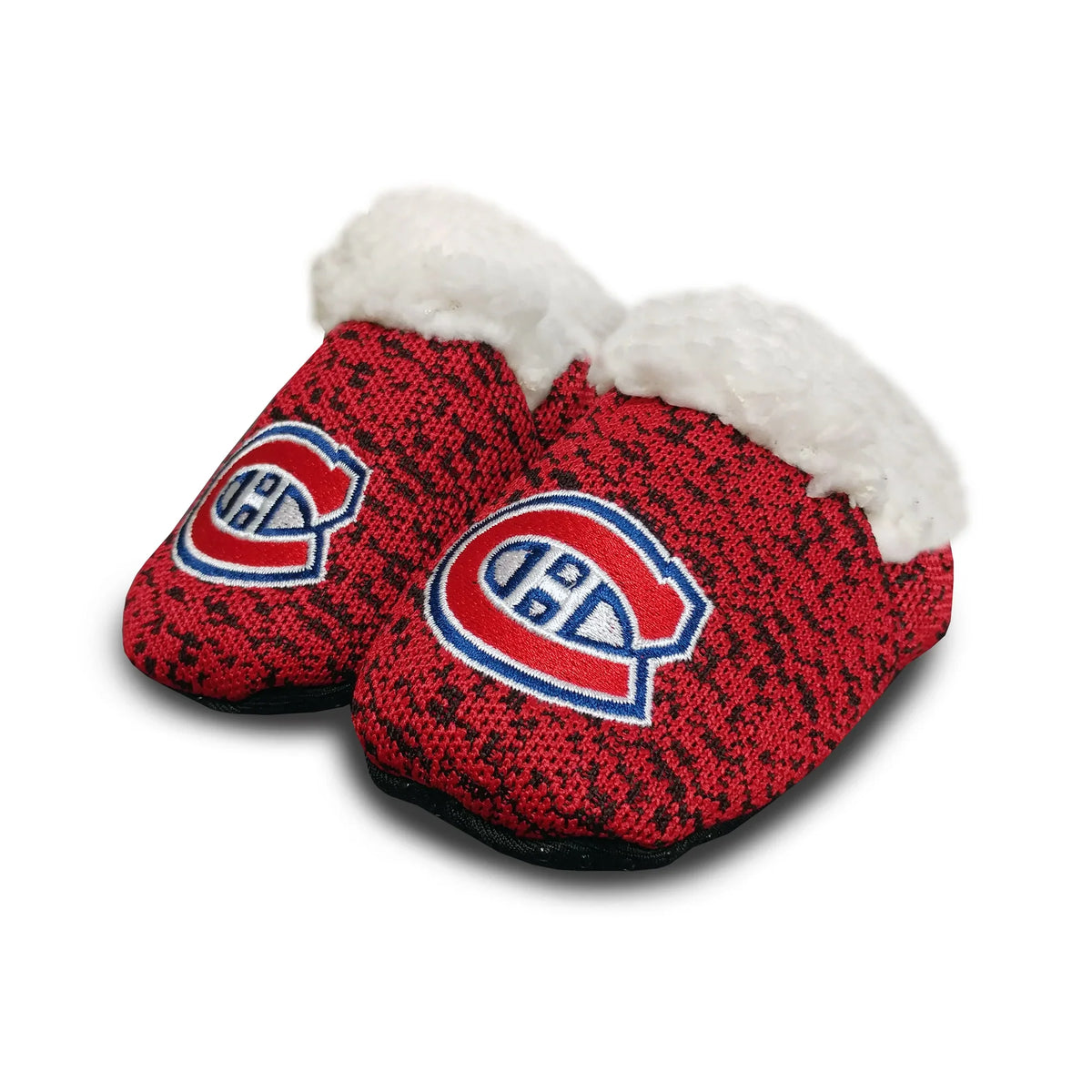 Montreal Canadiens NHL FOCO Infant Red Poly Knit Slippers product image 1, provided for visual reference and product detail