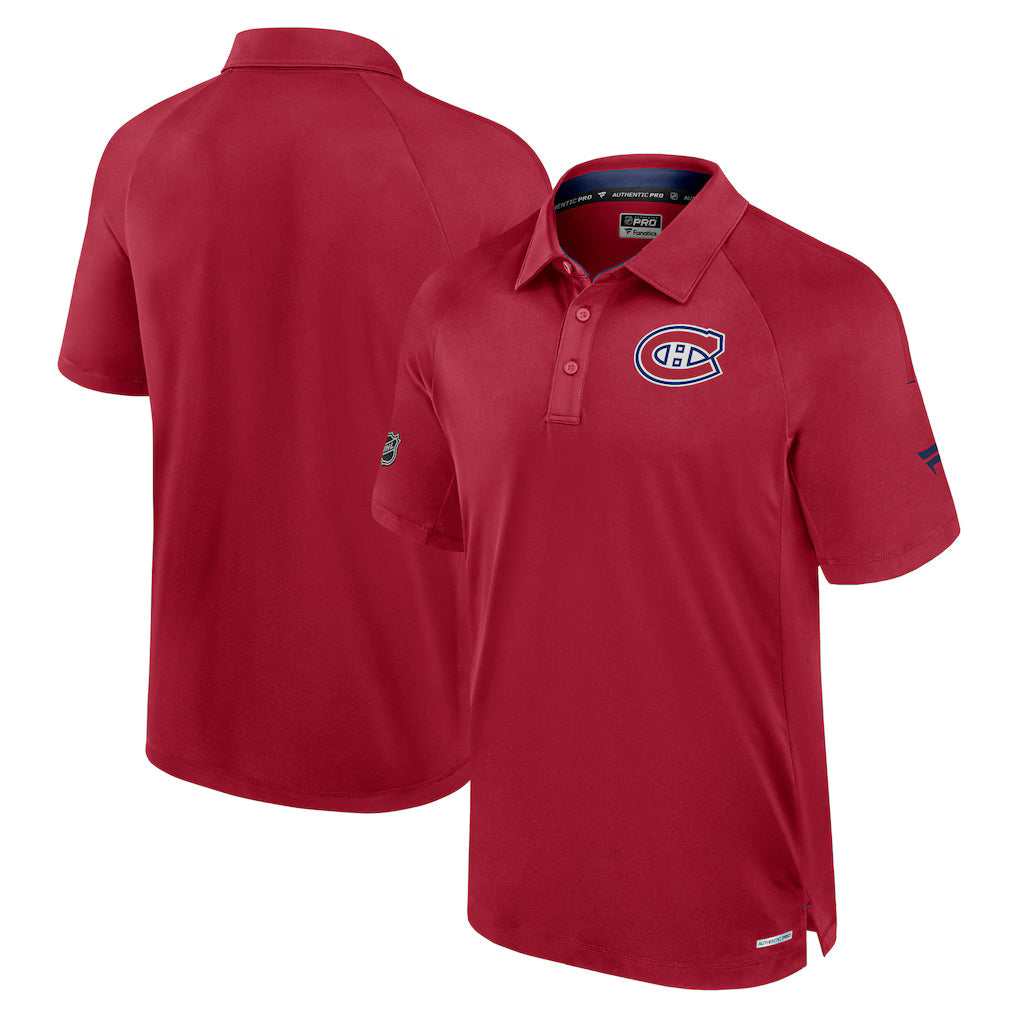 Montreal Canadiens NHL Fanatics Branded Men Red Authentic Pro Polo T-Shirt product image 3, provided for visual reference