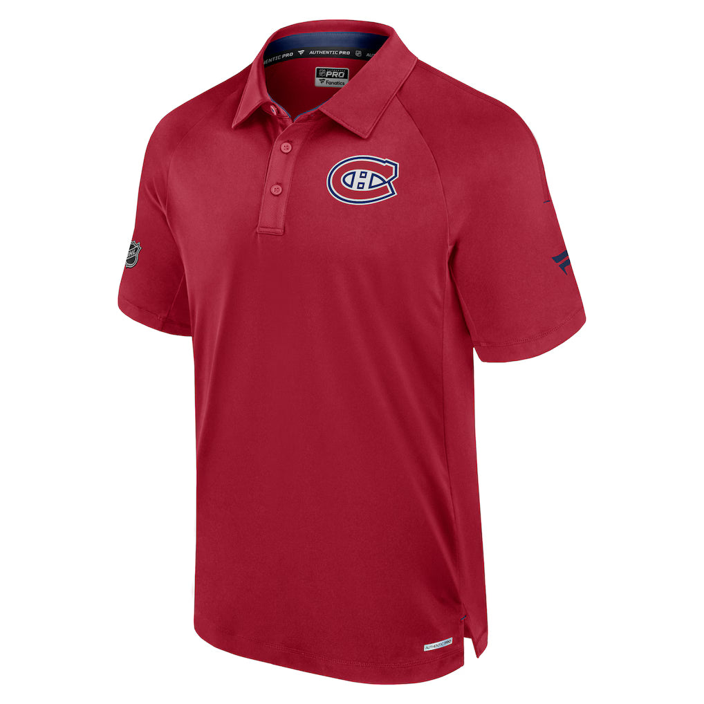 Montreal Canadiens NHL Fanatics Branded Men Red Authentic Pro Polo T-Shirt product image 1, provided for visual reference