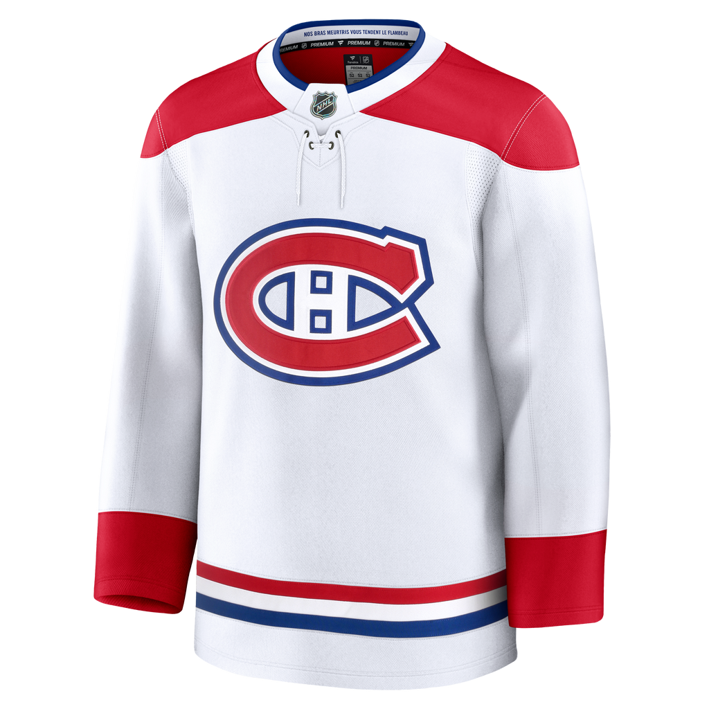 Montreal Canadiens NHL Fanatics Branded Men White Premium Jersey product image 1, provided for visual reference and product