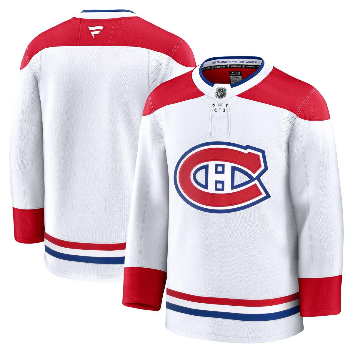 Montreal Canadiens NHL Fanatics Branded Men White Premium Jersey product image 3, provided for visual reference and product
