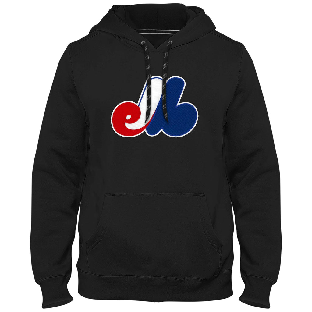 Montreal Expos MLB Bulletin Men Black Cooperstown Express Twill Logo Hoodie product image 1, provided for visual reference