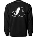 Montreal Expos MLB Bulletin Men Black Twill Logo Shadow Express Crew Sweater product image 1, provided for visual reference