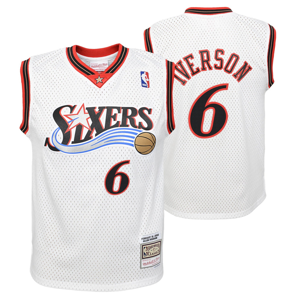 Philadelphia 76ers Allen Iverson Mitchell & Ness White 2002 Hardwood Classics Swingman Jersey product image 1, provided for