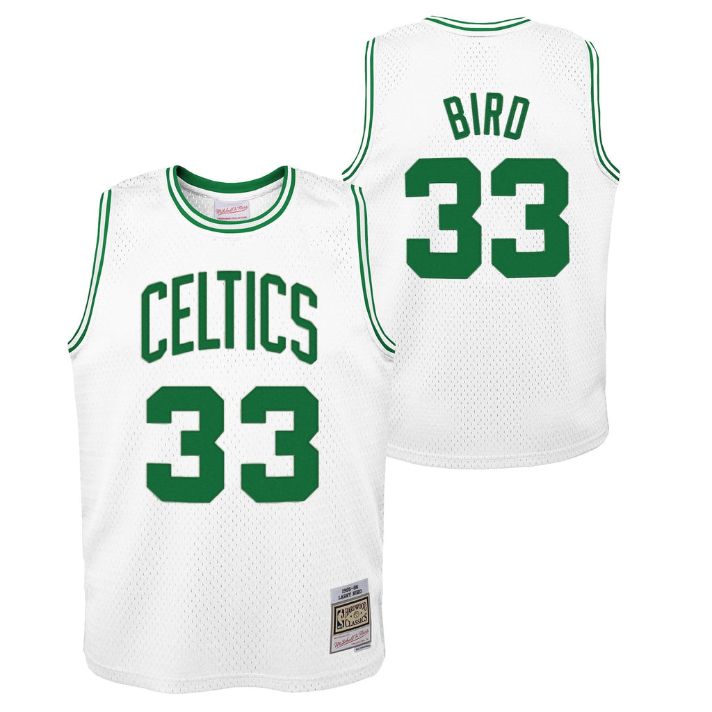 Boston Celtics Larry Bird Mitchell & Ness White 1985-86 Hardwood Classics Swingman Jersey product image 1, provided for
