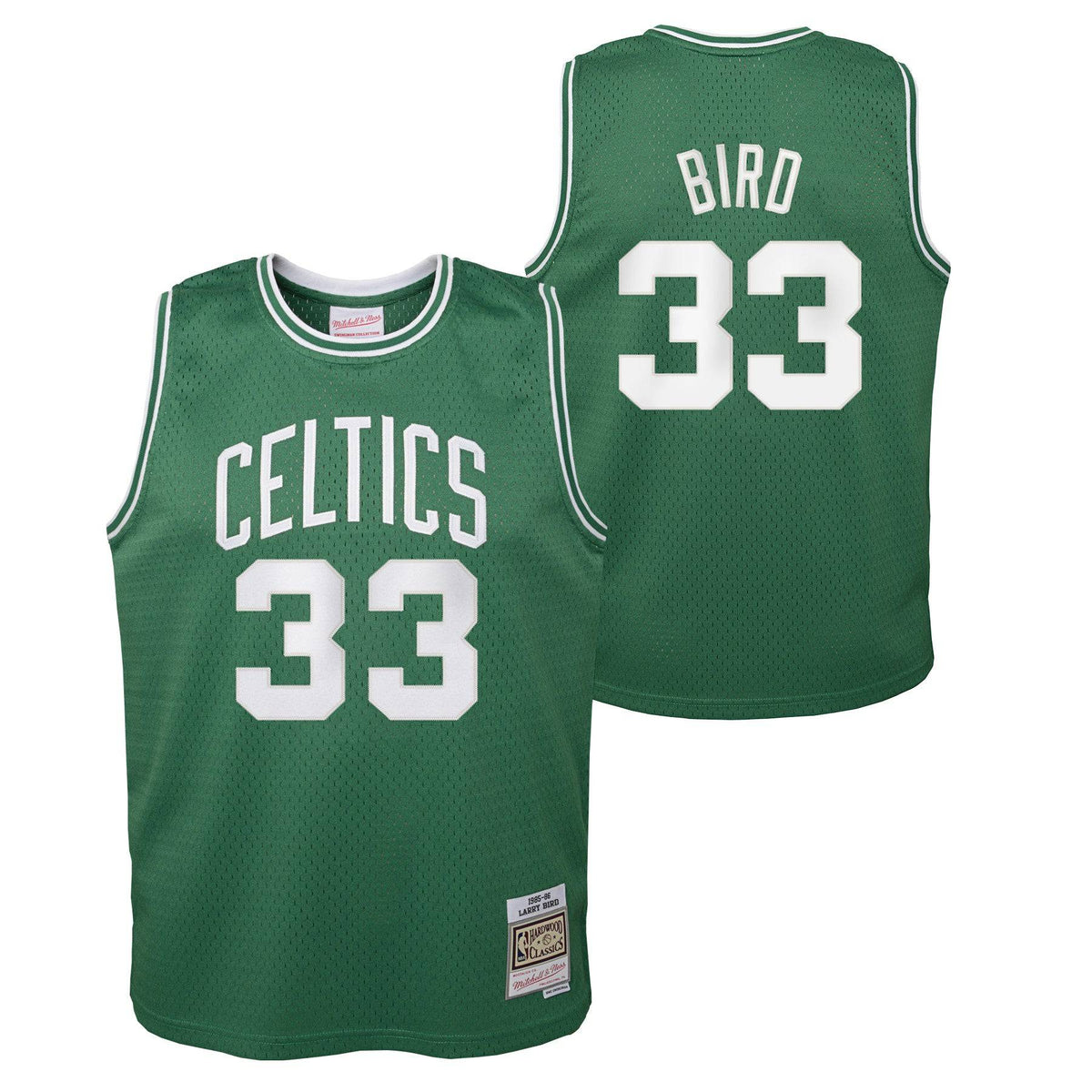 Boston Celtics Larry Bird Mitchell & Ness Kelly Green 1985-86 Hardwood Classics Swingman Jersey product image 1, provided