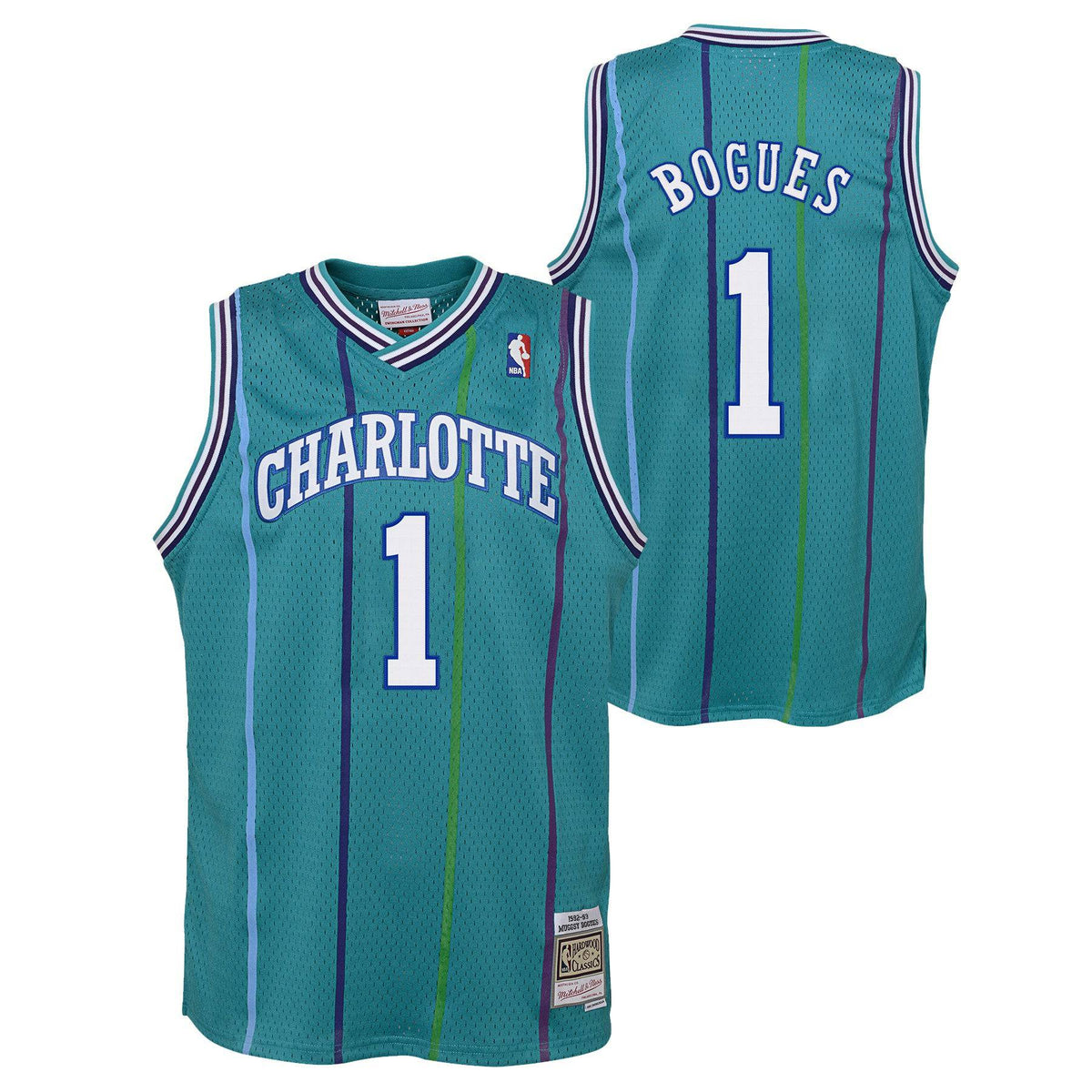 Charlotte Hornets Muggsy Bogues Mitchell & Ness Teal 1992-93 Hardwood Classics Swingman Jersey product image 1, provided for