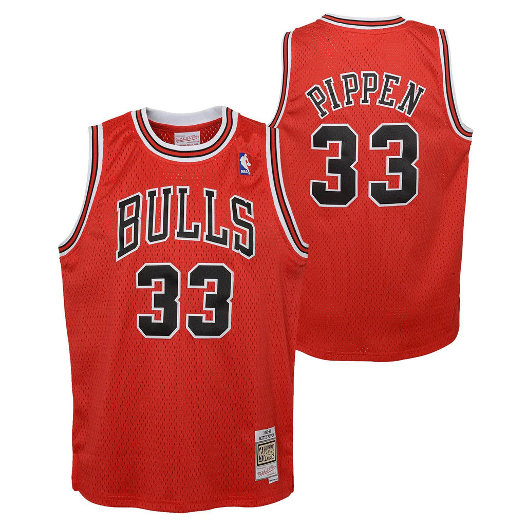 Chicago Bulls Scottie Pippen Mitchell & Ness Red Hardwood Classics Swingman Jersey product image 1, provided for visual