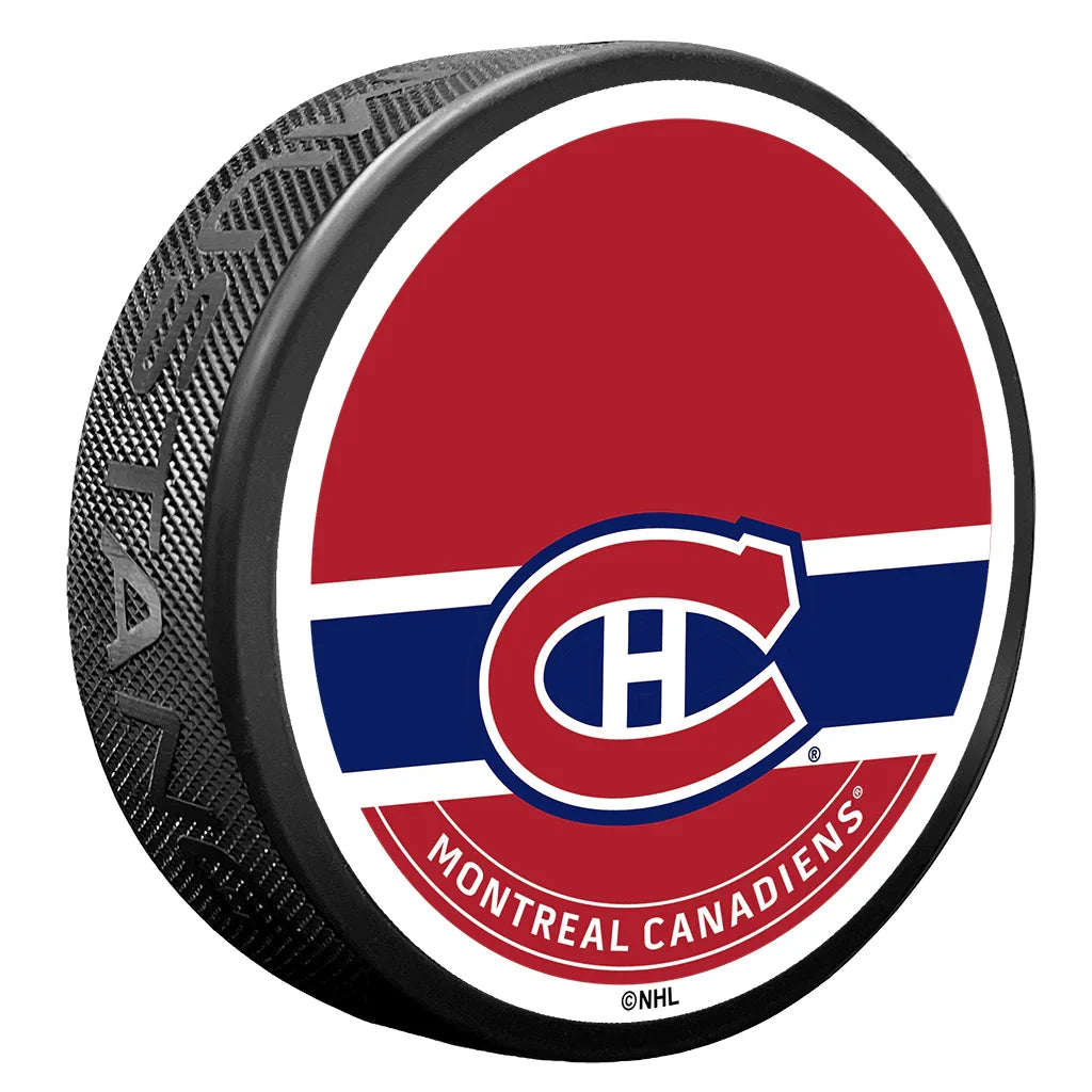 Montreal Canadiens NHL Autograph Textured Hockey Puck product image 1, provided for visual reference and product detail