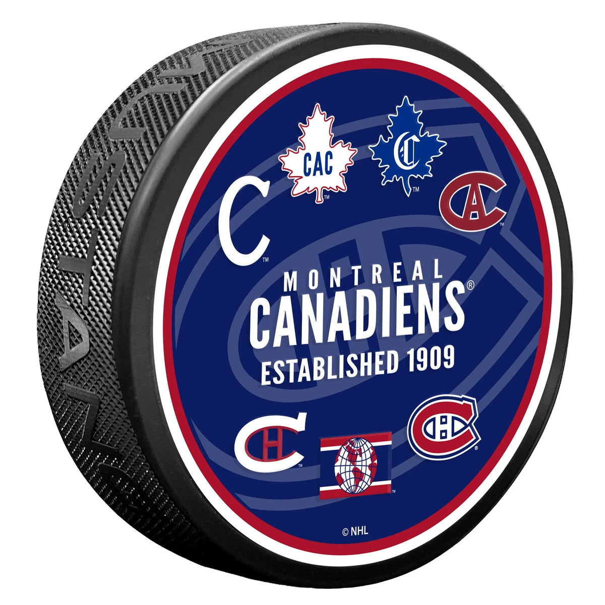 Montreal Canadiens NHL Heritage Textured Hockey Puck product image 1, provided for visual reference and product detail review