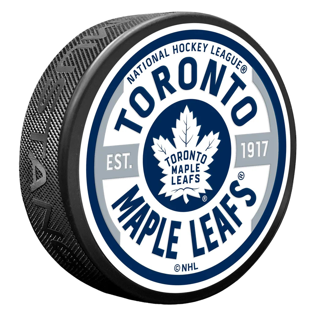 Toronto Maple Leafs NHL Gear Textured Hockey Puck product image 1, provided for visual reference and product detail review