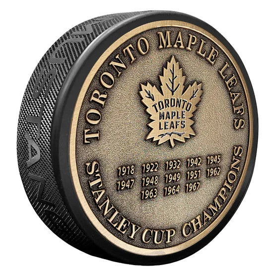 Toronto Maple Leafs NHL Stanley Cup Years Medallion Hockey Puck product image 1, provided for visual reference and product