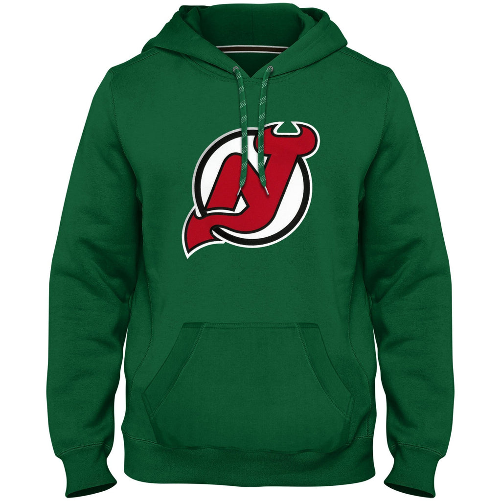 New Jersey Devils NHL Bulletin Men Green Express Twill Logo Hoodie product image 1, provided for visual reference and