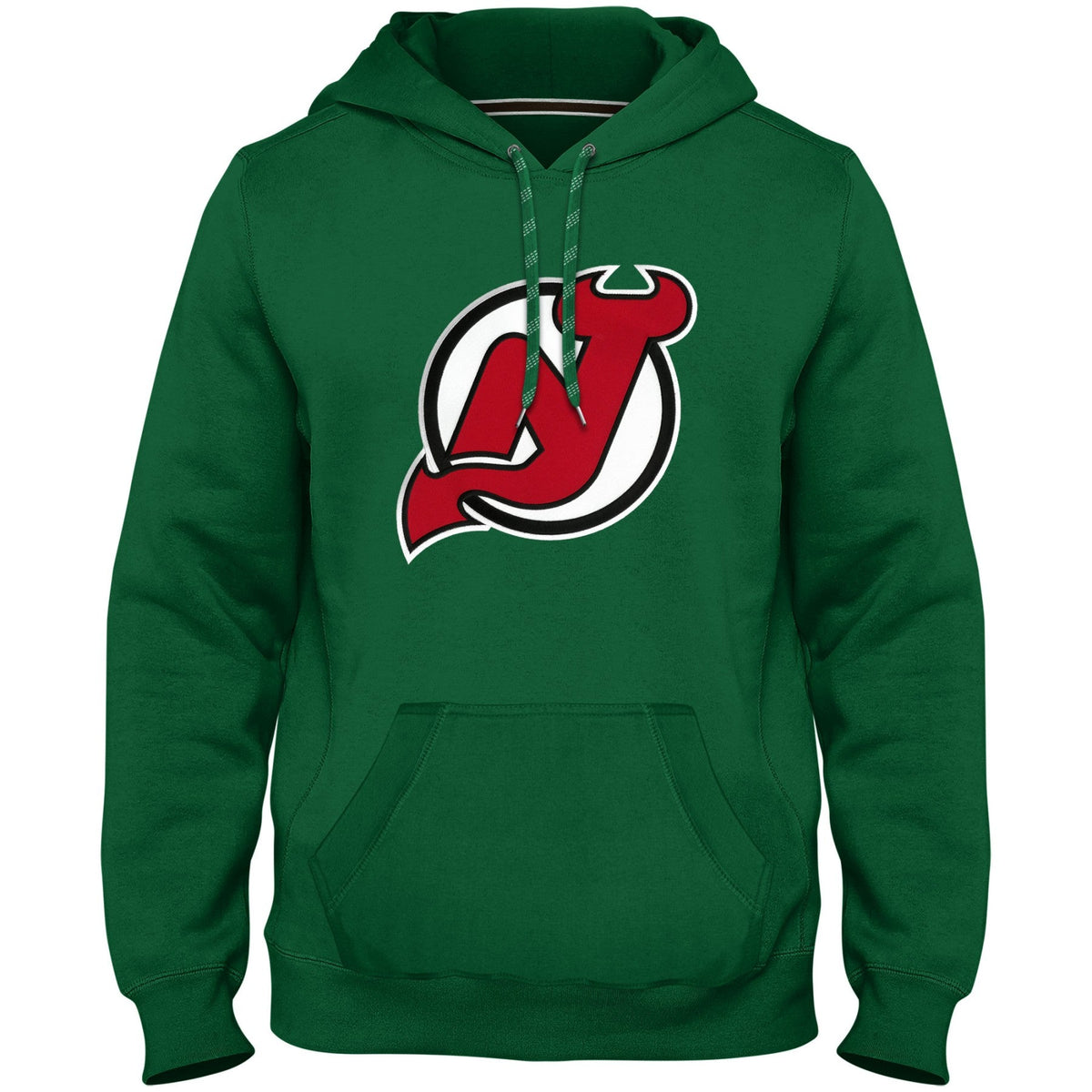 New Jersey Devils NHL Bulletin Men Green Express Twill Logo Hoodie product image 1, provided for visual reference and
