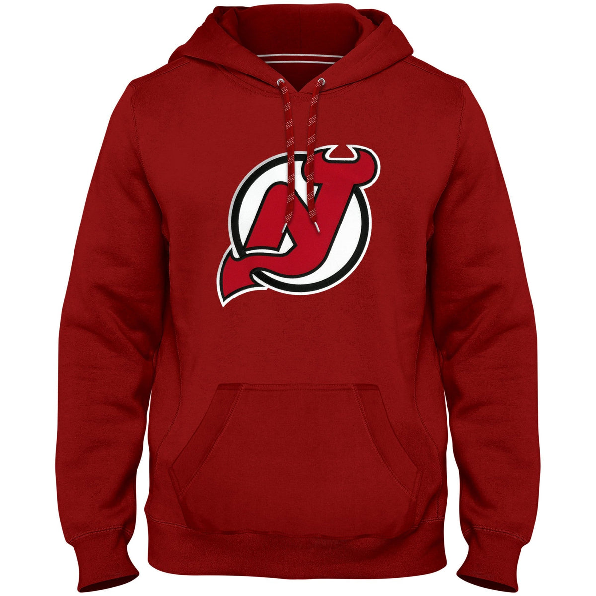 New Jersey Devils NHL Bulletin Men Red Express Twill Logo Hoodie product image 1, provided for visual reference and product