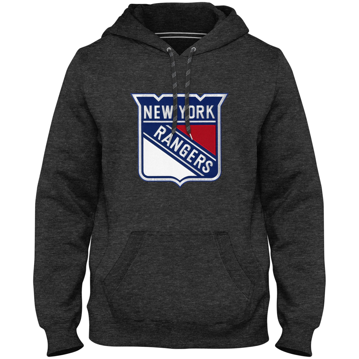 New York Rangers NHL Bulletin Men Charcoal Express Twill Logo Hoodie product image 1, provided for visual reference and