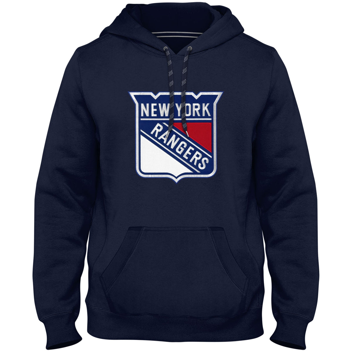 New York Rangers NHL Bulletin Men Navy Express Twill Logo Hoodie product image 1, provided for visual reference and product