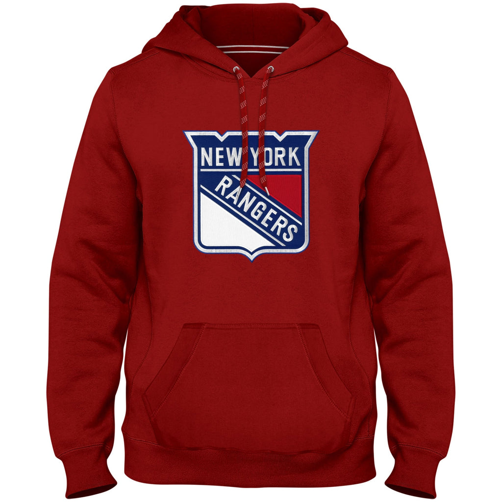 New York Rangers NHL Bulletin Men Red Express Twill Logo Hoodie product image 1, provided for visual reference and product