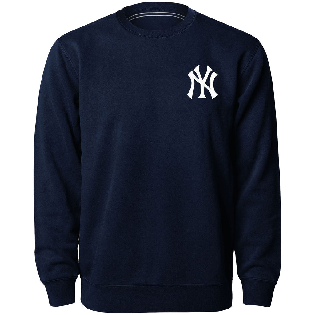 New York Yankees MLB Bulletin Men Navy Twill Applique Home Field Crew Sweater product image 1, provided for visual reference