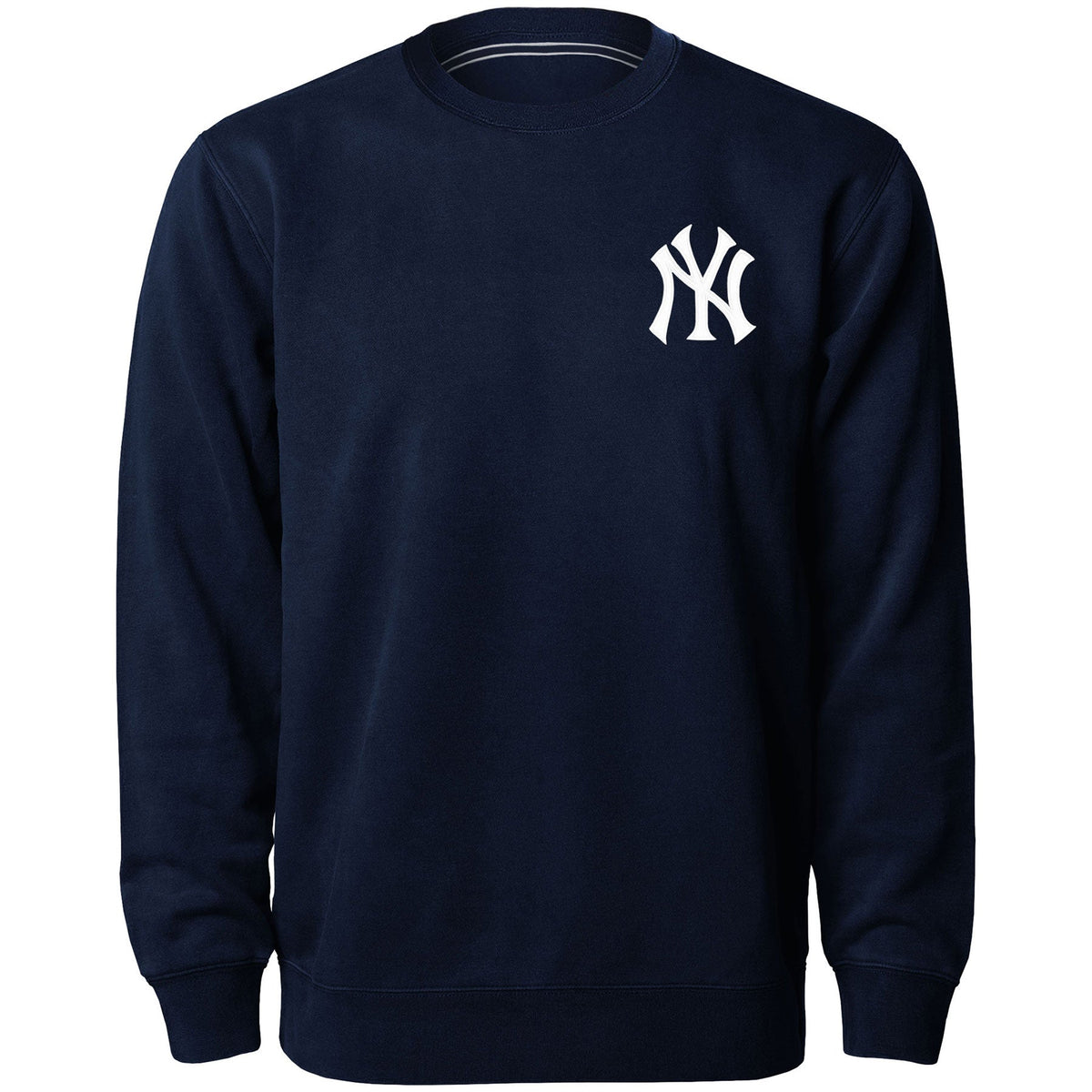 New York Yankees MLB Bulletin Men Navy Twill Applique Home Field Crew Sweater product image 1, provided for visual reference