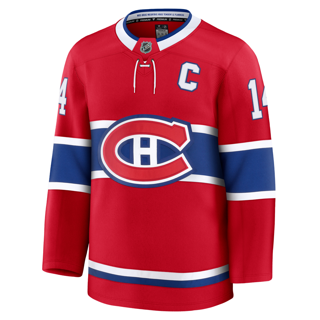 Nick Suzuki Montreal Canadiens NHL Fanatics Branded Men Red Premium Jersey product image 2, provided for visual reference