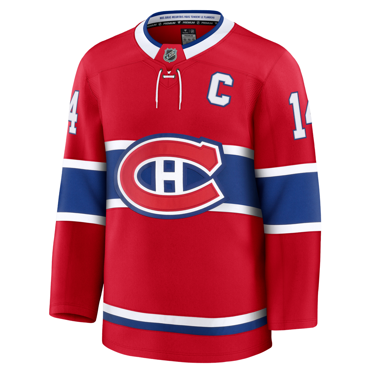 Nick Suzuki Montreal Canadiens NHL Fanatics Branded Men Red Premium Jersey product image 2, provided for visual reference