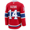 Nick Suzuki Montreal Canadiens NHL Fanatics Branded Men Red Premium Jersey product image 1, provided for visual reference